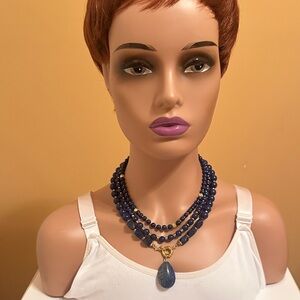 Blue Lapis Beaded Statement Necklace
